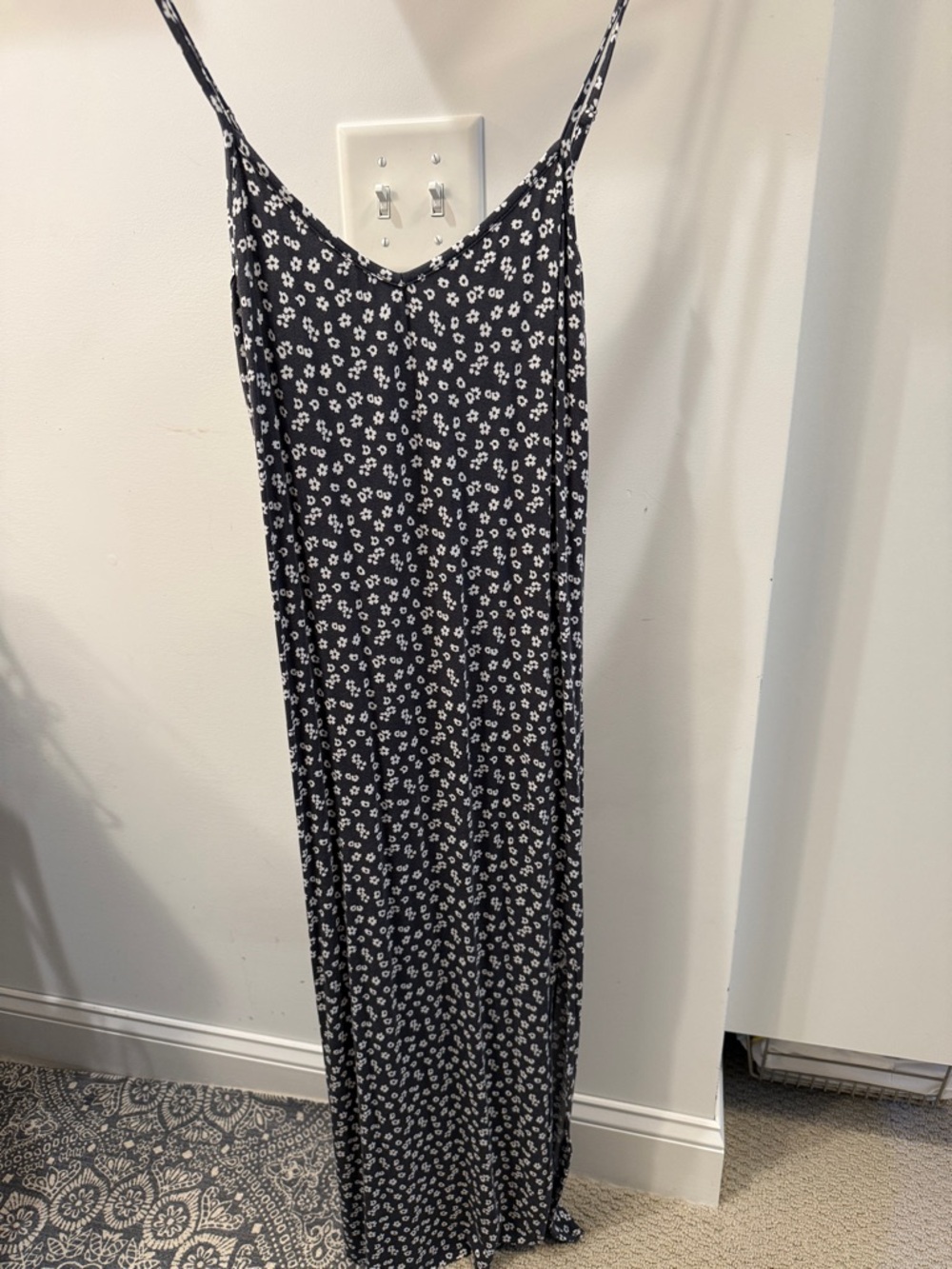 Z Supply Navy Blue Maxi Dress with White Floral Print
